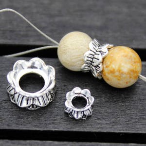 6mm 8mm 9mm Sterling Silver Lotus Bead Caps,Double Flower Bead Caps,Double Bead End Caps,Double Bead Caps,Bead Spacer Cap,Spacer Bead