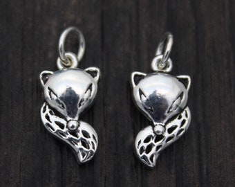 2 Sterling Silver Fox Charms,Sterling Silver Fox Pendants,Zoo Charms,Animal Charms,Fox Jewelry