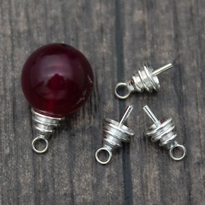 4PCS-5MM Sterling Silver Bead Caps with Peg for Top Drilled Beads,For Half Drilled Pearls and Beads