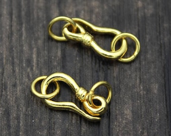 2 fermoirs crochet en S en argent sterling avec anneaux, fermoirs connecteurs plaqués or, fermoirs crochet, fermoirs en S, fermoirs pour bracelet