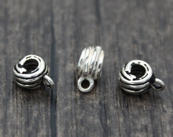 2 Sterling Silver Bails, 6mm Pendant Bails, Charm bails,bail tube, tube bails,bail connector,charm holder bail, spacer bail charm