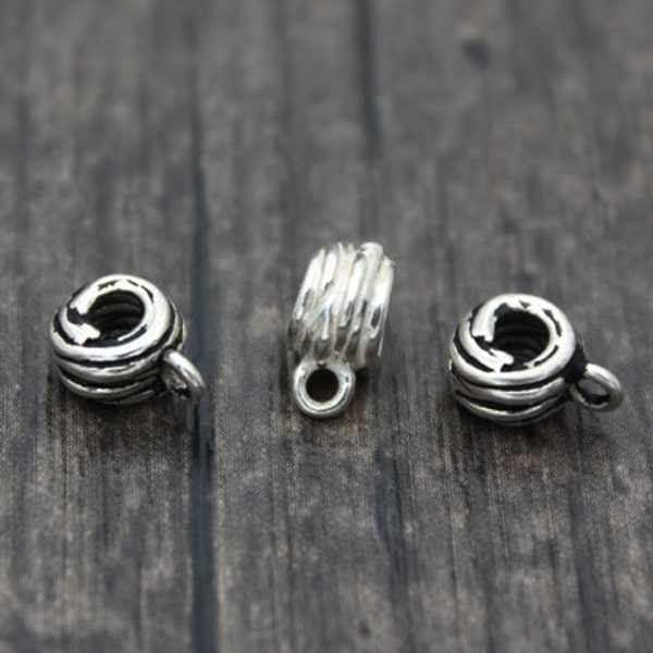 2 Sterling Silver Bails, 6mm Pendant Bails, Charm bails,bail tube, tube bails,bail connector,charm holder bail, spacer bail charm