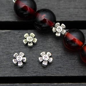 10 Sterling Silber Blumen Perlen,5 x 3 mm Silber Blume Spacer Beads,Silber Blume Perlen Spacer