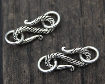 2 Sterling Silver S Hook Clasps,Sterling Silver Clasp Connectors,Silver Hook Clasps, S Clasps,Necklace Clasps,Connector Clasps