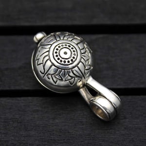 1PC Sterling Silver Flower Prayer Box,Sterling Silver Locket Pendant,Silver Box Pendant,Wish Box
