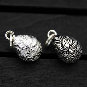 1PC Sterling Silver Lotus Flower Bell Charm,Lotus Bell,Lotus Flower Bell,Flower Bell Charm,Jingle Bell,Yoga Charm,Christmas Charm