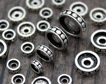5mm/7mm/9mm/11mm Sterling Silver Wheel Beads,Sterling Silver Spacer Beads,Silver Flat Round Beads,Silver Beads Spacer