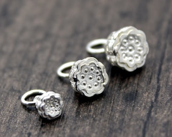 2 Sterling Silver Lotus Charms,6mm 8mm 10mm Sterling Silver Lotus Seed Charms,Yoga Charms,Yoga Jewelry