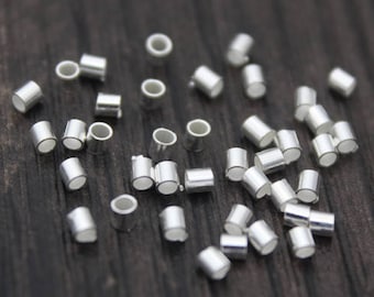 40pcs Sterling Silver Crimp Tubes,2x2.2mm Sterling Silver Crimp Beads