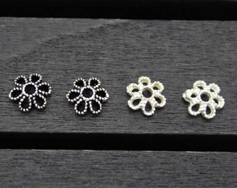 10 stuks-5,5 mm sterlingzilveren kralenkapjes,zilveren bloemkralenkapjes,holle kralenkapjes