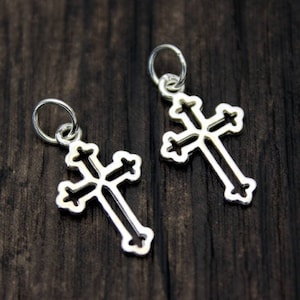 2 Sterling Silver Cross Charms,Hollow Cross Charms,Cross Jewelry