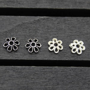 10pcs-5.5mm Sterling Silver Bead Caps,Silver Flower Bead Caps,Hollow Bead Caps