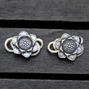 1PC Sterling Silver Lotus S Hook Clasp, Sterling Silver Lotus Flower Hook Clasp, Silver Flower Clasp Connector, S Clasp, Necklace Clasp
