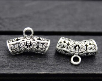 2 Sterling Silver Butterfly Bail Tube,Butterfly tube bails,bail connector,hollow bail tube,Sterling Silver Bails, pendant bails,Charm bails