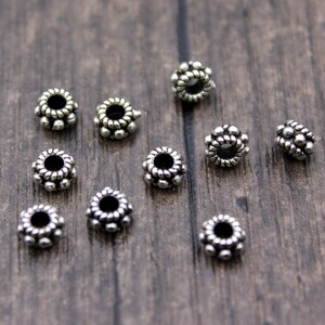10 Sterling Silber Beads,3x5mm Silber Rondell Perlen,Silber Spacer Beads,Silber Flache Runde Spacer Beads,Rad Perlen
