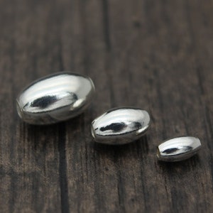 Perles d’olive en argent sterling, perles ovales en argent, 4mm 6mm 8mm pour la sélection, perles en argent sterling, perles d’espacement en argent