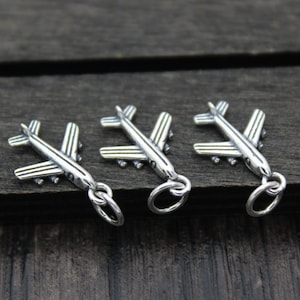 4 Sterling Silver Airplane Charms,Silver Travel Charms,Necklace and Bracelet Charms