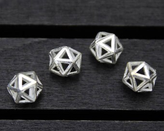 4 Sterling Silver Geometric Beads,Hollow Beads,Faceted Beads,Diamond Shape Beads