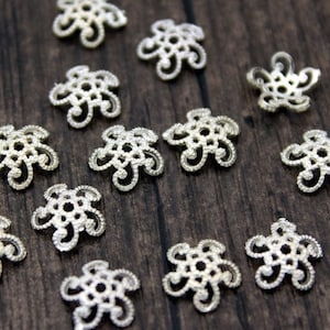 8mm 10mm Sterling Silver Bead Caps,Silver Flower Bead Caps,Silver Bead Caps,Flower Caps