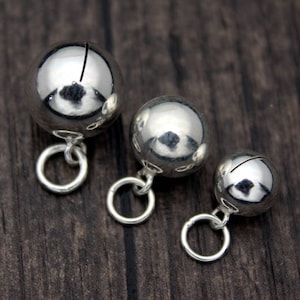 8mm 10mm 12mm Sterling Silber Glocke Charme, runde Kugel Glocke Charme, Weihnachten Glocke Charme, Jingle Bell Charme