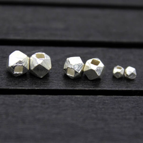 2.5mm 3mm 3.5mm 4.5mm 5.5mm Karen Hill Tribe Sterling Silber Facettierte Perlen, Silber Facettierte Spacer Perle, Silber Perlen Spacer