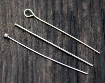 20 Sterling Silber Nietstifte,Sterling Silber Flachkopf Stifte,T Stifte,9 Stifte,Runde Kugel Stifte,Kugelkopf Stifte