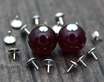 20 Sterling Silver Bead Cap with Peg for Half Drilled Beads, 3mm and 4mm for selection,Bead Hole Cover,Peg Stopper