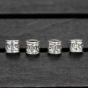 4 Sterling Silver Tibetan Om Mantra Beads,Om Mani Padme Hum,Buddhism Spacer Beads,Silver Beads Spacer