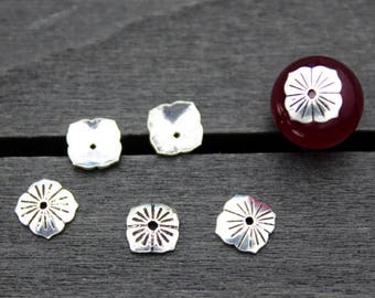 10 Sterling Silver Bead Caps,6MM Sterling Silver Flower Bead Caps,Silver Flower Caps