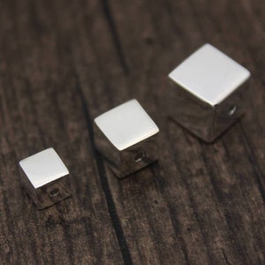 6mm 8mm 10mm Sterling Silver Cube Bead,Sterling Silver Spacer Bead,Sterling Silver Square Bead