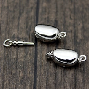 1PC Sterling Silver Box Clasp, Box Clasp Connector, Bracelet Clasp, Necklace Clasp, Fit Pearl Jewelry