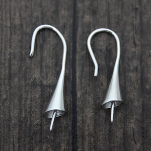 2pcs Sterling Silver Ear Hook for Half Drilled Pearls and Beads,Sterling Silver Wire Hooks