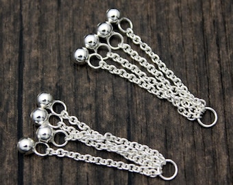 1PC-Sterling Silver Tassel Charm,Sterling Silver Chain Tassel,Tassels for Earrings for Necklace,Tassel Jewelry