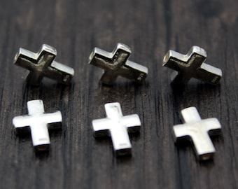 2 sterlingzilveren kruiskralen, sterlingzilveren kruis spacerkralen,zilveren kralen spacer,zilveren platte kruiskralen