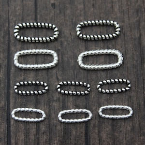 Sterling Silver Coiled Closed Jump Rings,Sterling Silver Twisted Jump Rings,Oval Jump Rings,Closed,Link Connectors