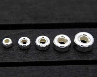 3mm 4mm 5mm 6mm 7mm 8mm 10mm Sterling Silver Bead,Sterling Silver Spacer Bead,Flat Round Spacer Bead,Silver Spacer,Silver Wheel Bead
