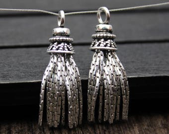 1PC-Sterling Silver Tassel Charm,Sterling Silver Chain Tassel,Tassels for Earrings for Necklace,Tassel Jewelry