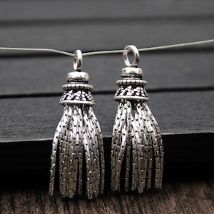 1PC-Sterling Silver Tassel Charm,Sterling Silver Chain Tassel,Tassels for Earrings for Necklace,Tassel Jewelry