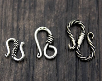 2 Sterling Silver S Hook Clasps,Sterling Silver Hook Clasp,Silver Clasp Connector,Hook Clasp,S Clasp,Necklace Clasp,Connector Clasp