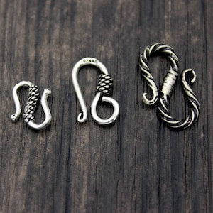 2 fermoirs crochet en S en argent sterling, fermoir crochet en argent sterling, connecteur à fermoir en argent, fermoir crochet, fermoir en S, fermoir de collier, fermoir connecteur
