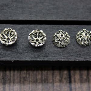 4PCS Sterling Silver Bead Caps,8mm 10mm 12mm for selection,Sterling Silver Flower Bead Caps,Silver Bead Caps,Flower Caps