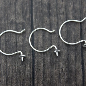 5 pairs Sterling Silver Ear Wires with Peg for Half Drilled Pearls and Beads,Sterling Silver Ear Hooks,Sterling Silver Wire Hooks