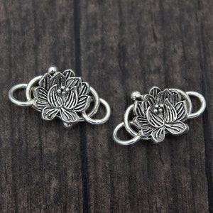 1PC Sterling Silver Lotus S Hook Clasp,Sterling Silver Lotus Flower Hook Clasp,Silver Flower Clasp Connector,S Clasp,Necklace Clasp