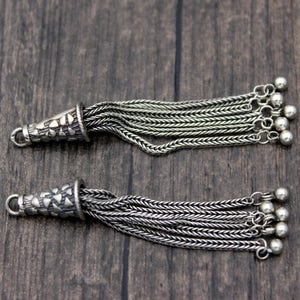 1PC-Sterling Silver Tassel Charm,Sterling Silver Chain Tassel,Tassels for Earrings for Necklace,Tassel Jewelry