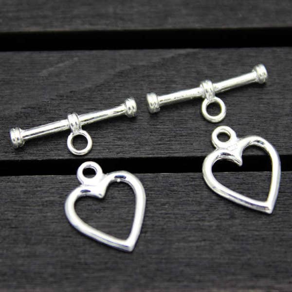 1PC Sterling Silver Toggle Clasp,Love Toggle Clasp,Heart Toggle Clasp Set,Love Heart Bracelet Clasp,Necklace Clasp