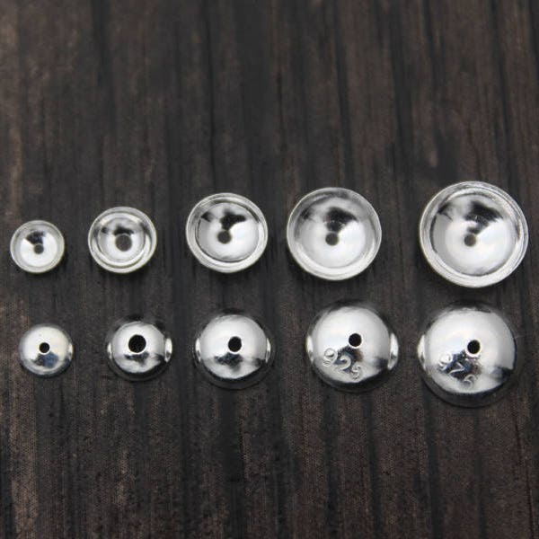 Sterling Silver Bead Caps,4mm 5mm 6mm 7mm 8mm for selection,Silver Bead Caps