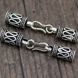 4mm  6mm Sterling Silver Cord Ends,Sterling Silver End Caps,Leather Cord End Cap,Silver Hook Clasp for Cord