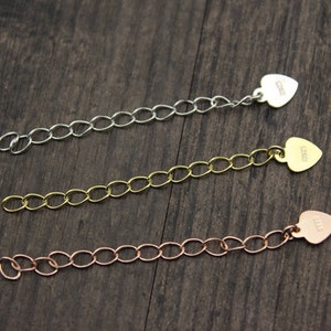 2 Sterling Silver Heart Extender Chains,50mm Sterling Silver Extenders,Silver Extend Chains,Gold Plated,Rose Gold Extension Chains