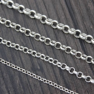Sterling Silver ROLO Chain by foot,2mm 3mm 3.5mm 4mm ROLO, Silver Chains,1 feet 3 feet 5 feet Rolo Chain