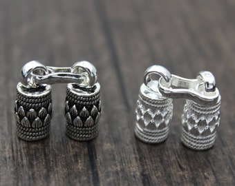 4.5mm Sterling Silver Cord Ends, Sterling Silver End Caps,Leather Cord End Cap,Silver Hook Clasp For Leather Cord